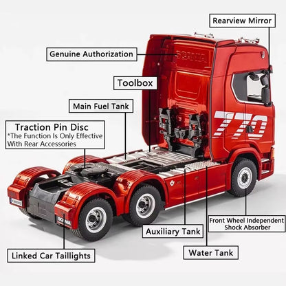 HUINA 118 Scale RC Truck  19CH Alloy Remote Control Tractor With Trailer Lights  Sounds 2