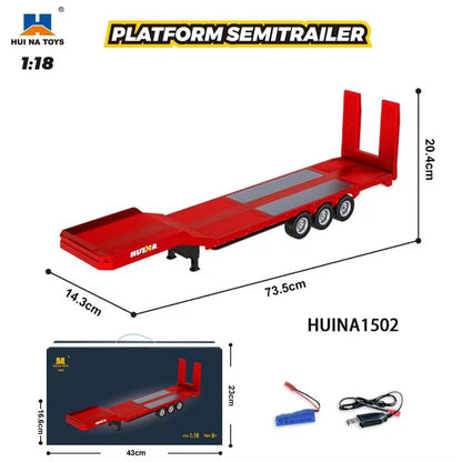 HUINA 118 Scale RC Truck  19CH Alloy Remote Control Tractor With Trailer Lights  Sounds 5