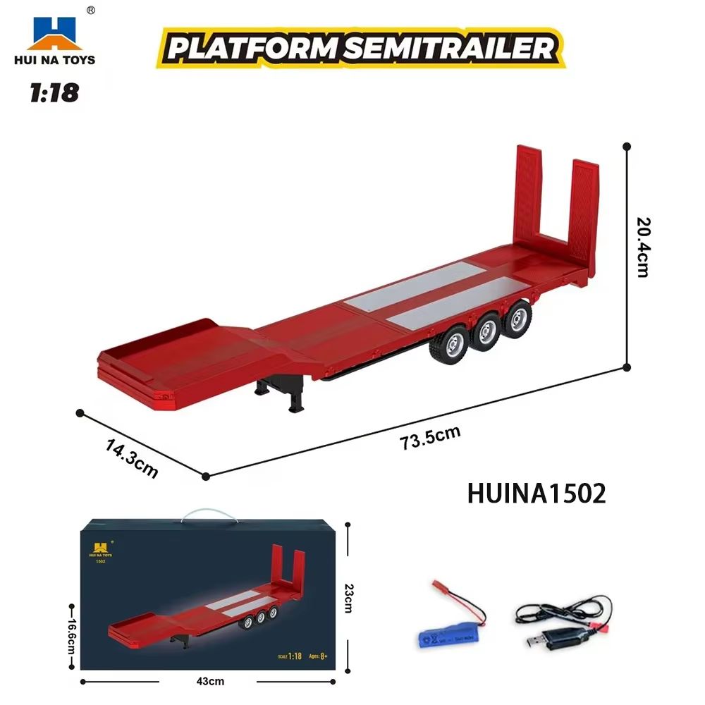 HUINA 118 Scale RC Truck  19CH Alloy Remote Control Tractor With Trailer Lights  Sounds 7