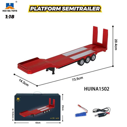 HUINA 118 Scale RC Truck  19CH Alloy Remote Control Tractor With Trailer Lights  Sounds 7