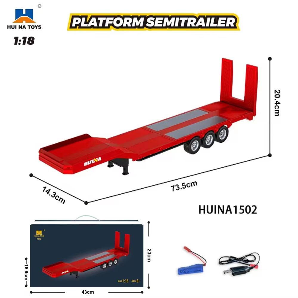 HUINA 118 Scale RC Truck  19CH Alloy Remote Control Tractor With Trailer Lights  Sounds 8