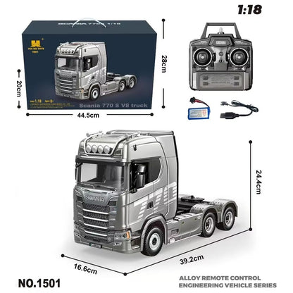 HUINA 118 Scale RC Truck  19CH Alloy Remote Control Tractor With Trailer Lights  Sounds 10