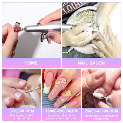 45000RPM Rechargeable Electric Nail Drill  Professional Portable Manicure  Gel Nail Tool 3