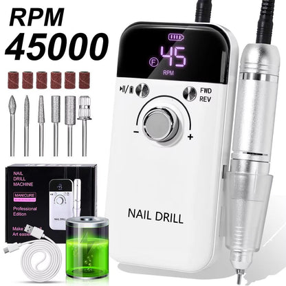 45000RPM Rechargeable Electric Nail Drill  Professional Portable Manicure  Gel Nail Tool 7
