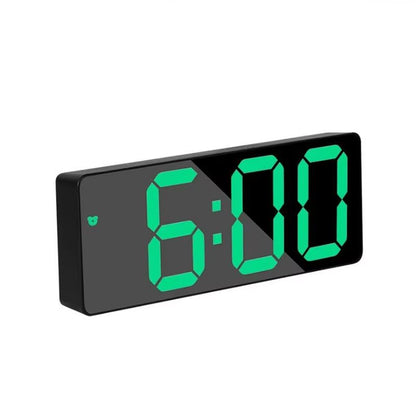 LED Digital Alarm Clock With Mirror Display  Voice Control Snooze  Night Mode Table Clock 9