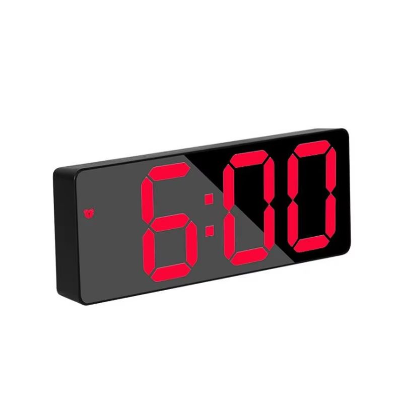 LED Digital Alarm Clock With Mirror Display  Voice Control Snooze  Night Mode Table Clock 10