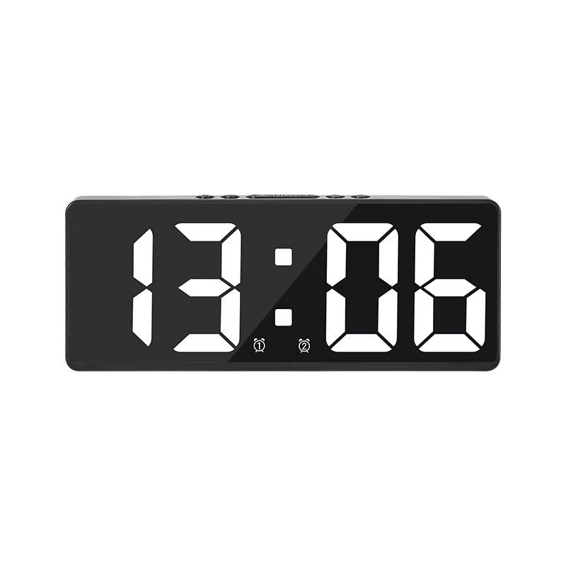 LED Digital Alarm Clock With Mirror Display  Voice Control Snooze  Night Mode Table Clock 11