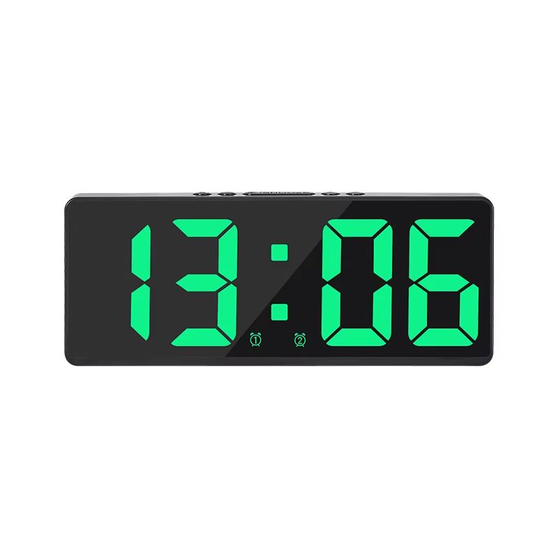 LED Digital Alarm Clock With Mirror Display  Voice Control Snooze  Night Mode Table Clock 13