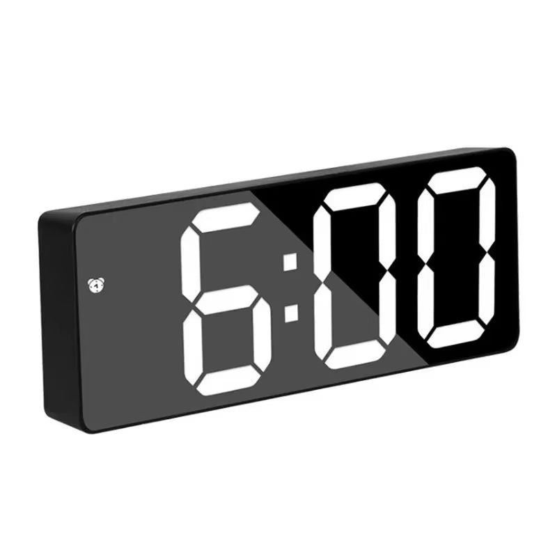 LED Digital Alarm Clock With Mirror Display  Voice Control Snooze  Night Mode Table Clock 1