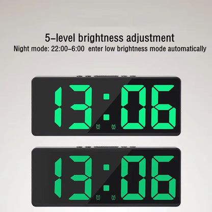 LED Digital Alarm Clock With Mirror Display  Voice Control Snooze  Night Mode Table Clock 4