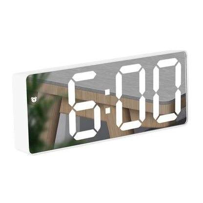 LED Digital Alarm Clock With Mirror Display  Voice Control Snooze  Night Mode Table Clock 7