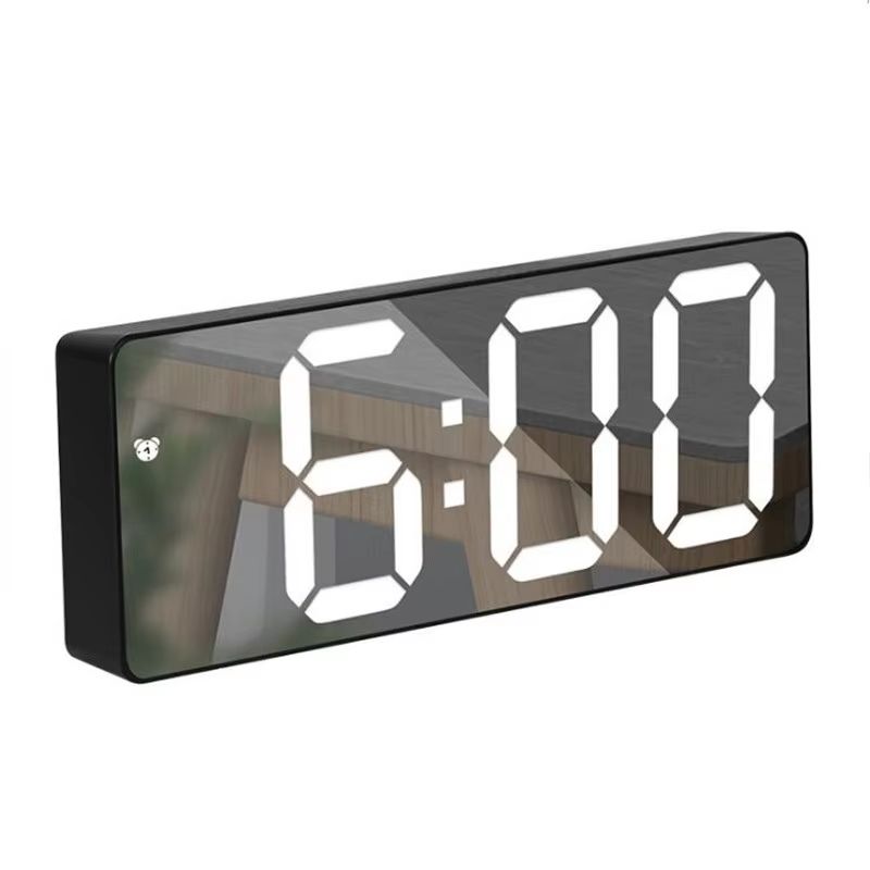 LED Digital Alarm Clock With Mirror Display  Voice Control Snooze  Night Mode Table Clock 8