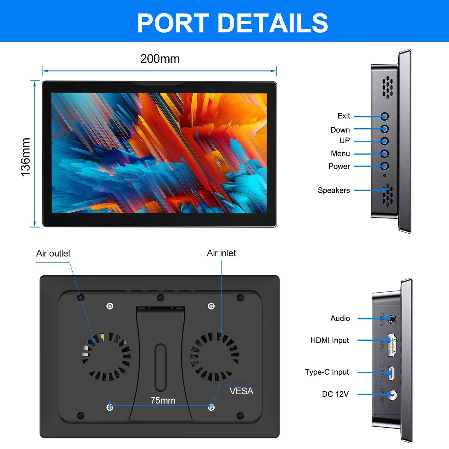 8Inch Raspberry Pi 54 Touchscreen Monitor  1280x800 LCD With Builtin Fans  Speaker 4