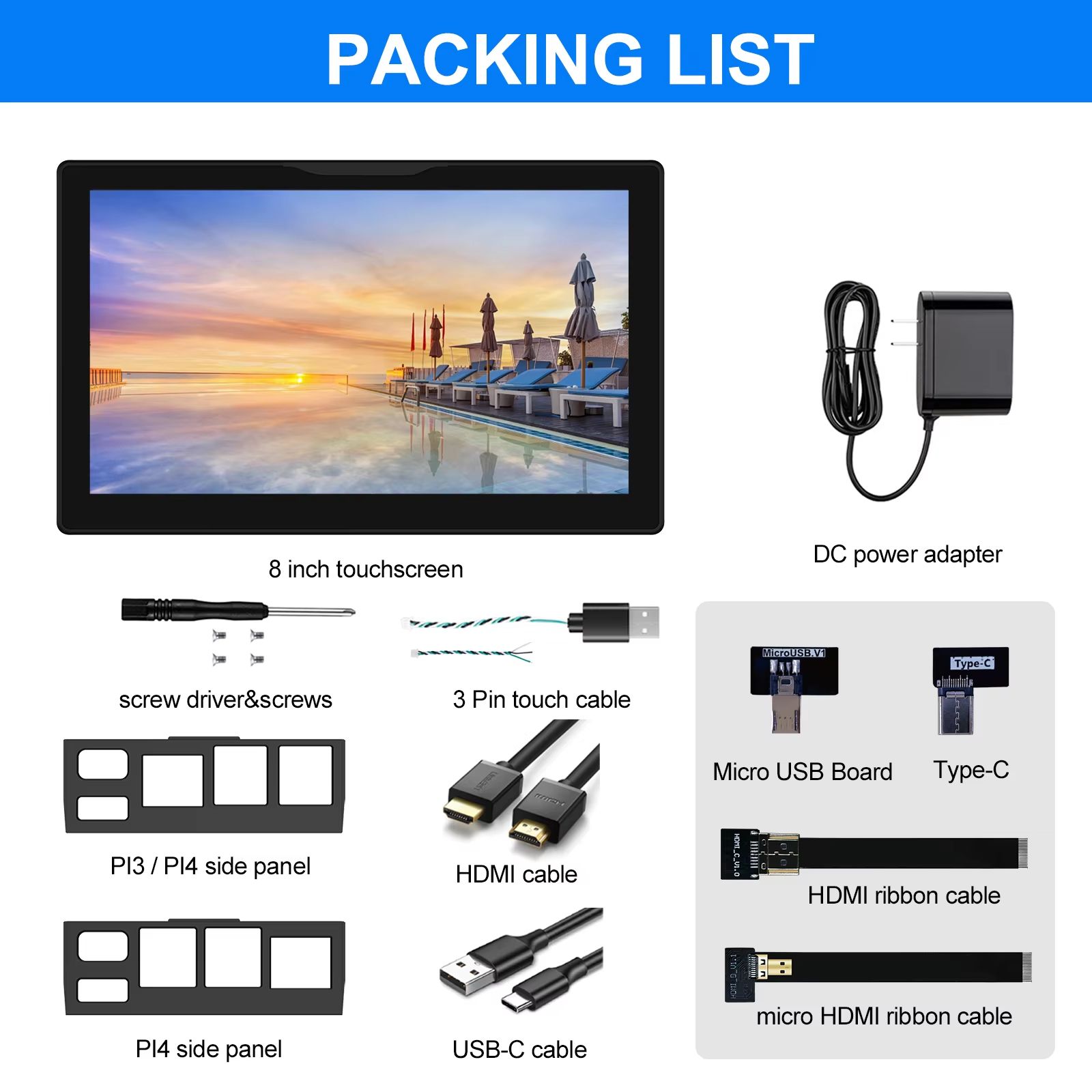 8Inch Raspberry Pi 54 Touchscreen Monitor  1280x800 LCD With Builtin Fans  Speaker 5