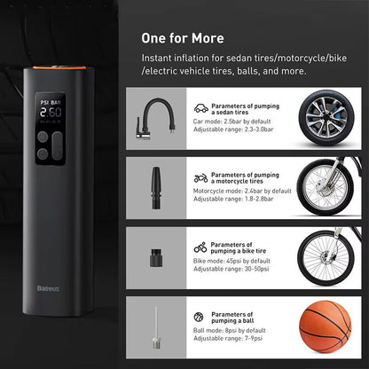 Baseus Mini Car Air Compressor  12V 150PSI Portable Tire Inflator With Smart Digital Display 5