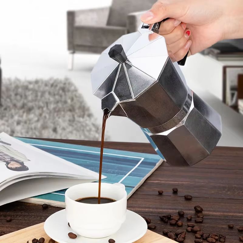 Mocha Coffee Pot  Italian Aluminum Octagonal Coffee  Tea Maker Portable Espresso Brewer 1