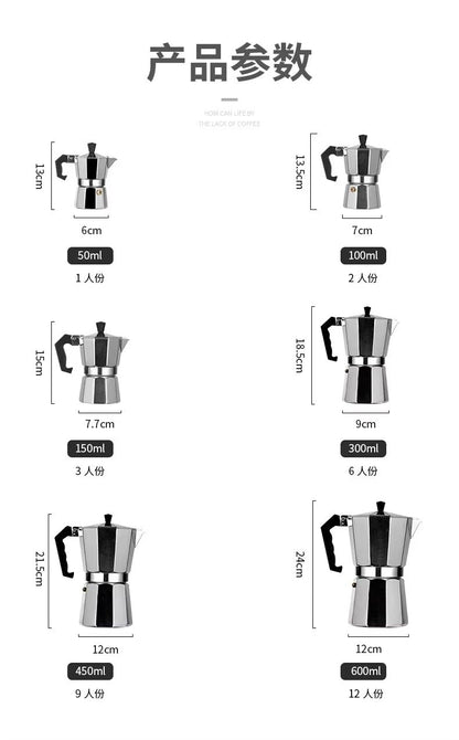 Mocha Coffee Pot  Italian Aluminum Octagonal Coffee  Tea Maker Portable Espresso Brewer 2