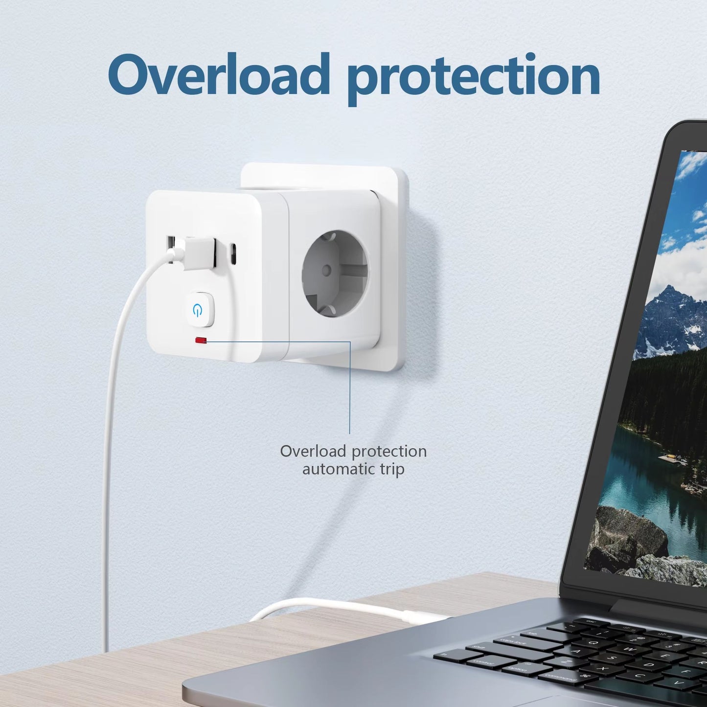 7in1 EU Power Strip Surge Protector  3 AC Outlets 3 USB Ports  1 TypeC Charging Station With Overlo 4