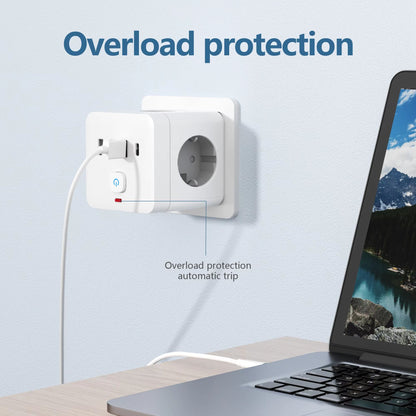 7in1 EU Power Strip Surge Protector  3 AC Outlets 3 USB Ports  1 TypeC Charging Station With Overlo 4