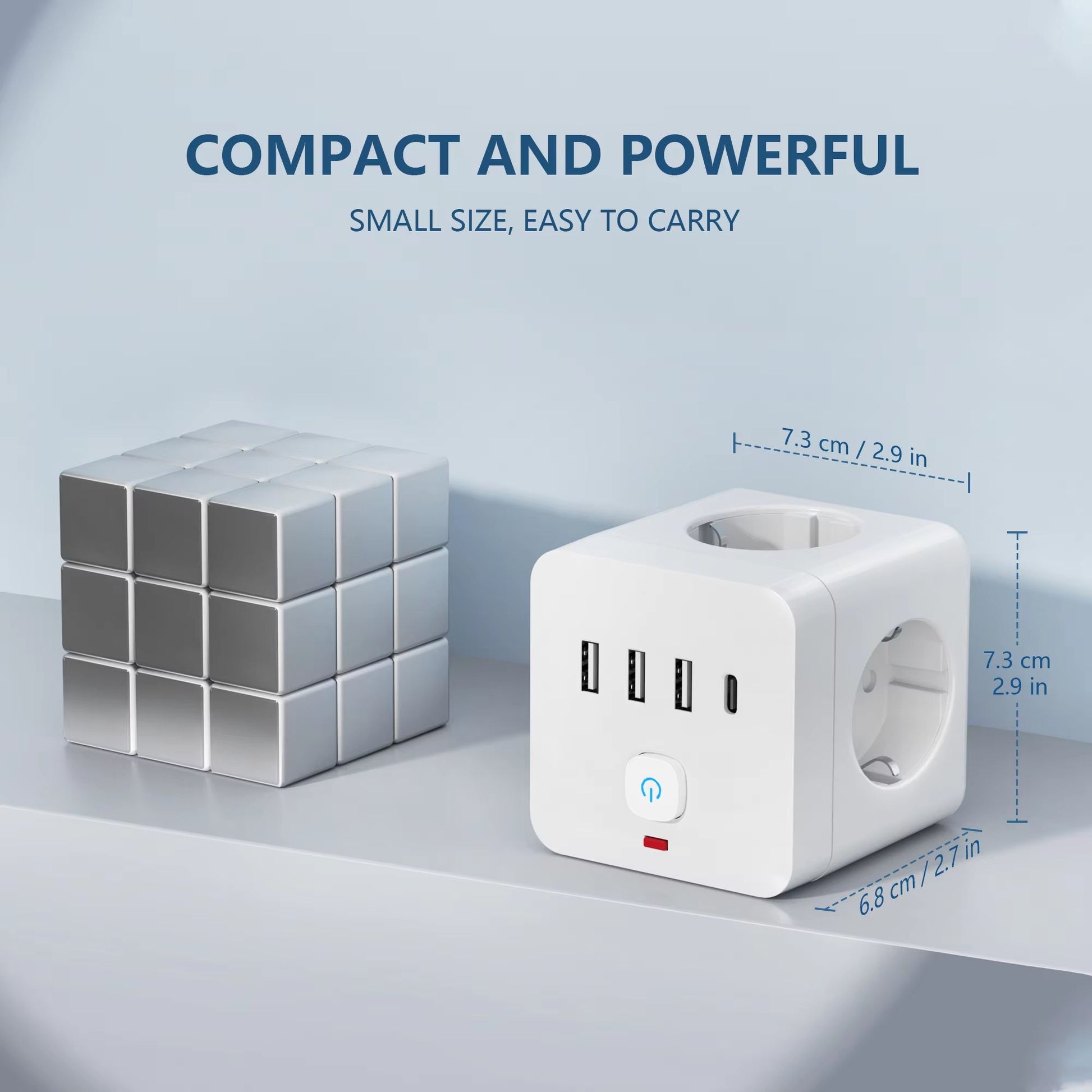 7in1 EU Power Strip Surge Protector  3 AC Outlets 3 USB Ports  1 TypeC Charging Station With Overlo 5