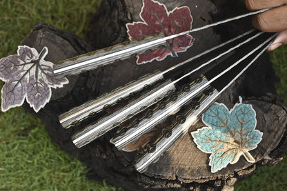 Lot Of 5 Custom Twist Damascus Steel Knives  Full Tang Hardwood Chef Set 1