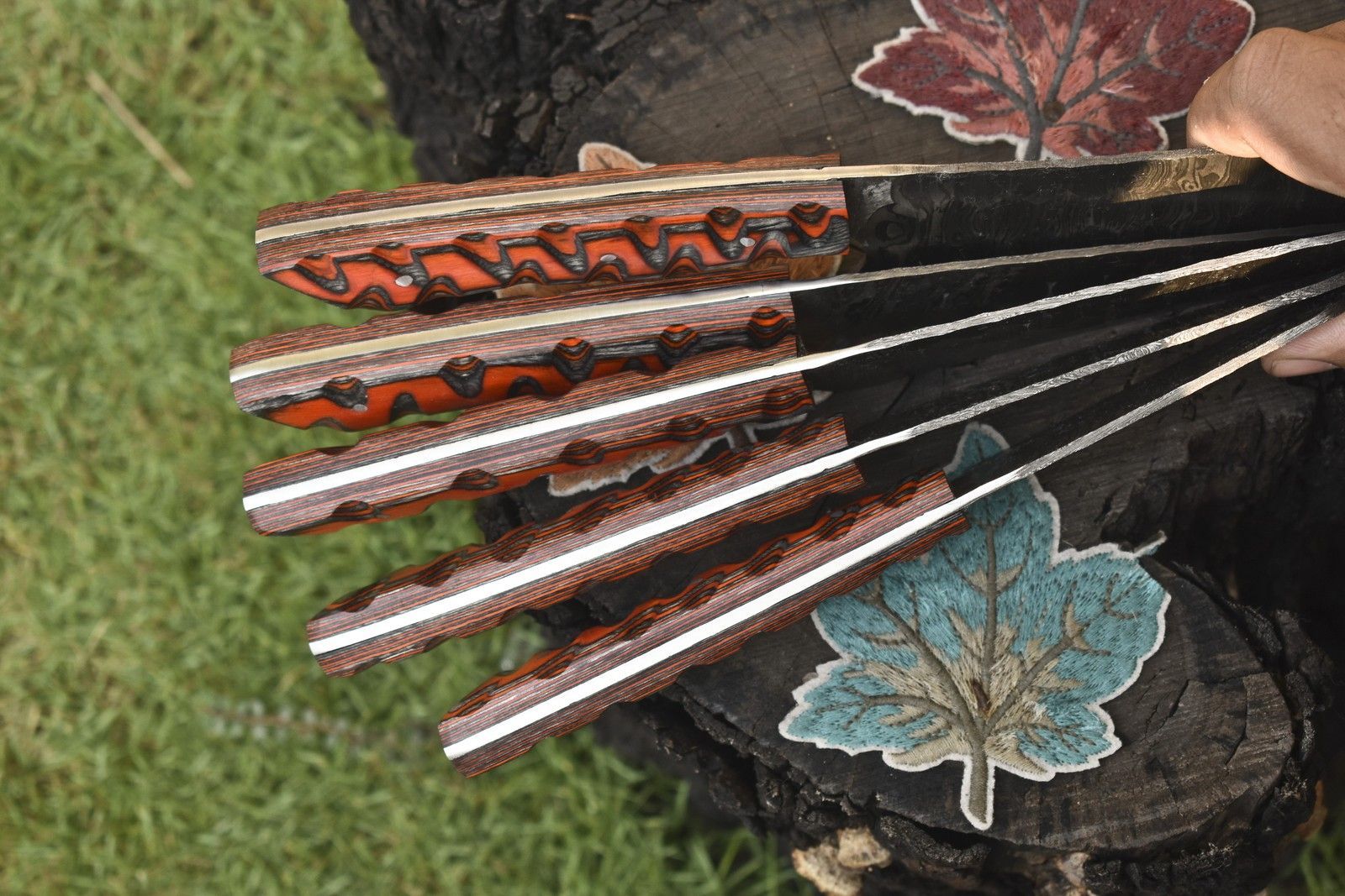 Authentic Forged Twist Damascus Steel Knives  5Piece Chef Collection 1