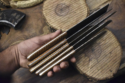 Handcrafted Twist Damascus Chef Knife Bundle  5Piece Hardwood Full Tang 1