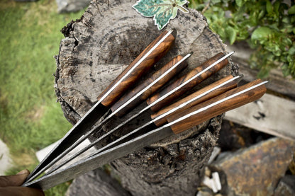 Handmade Twist Damascus Steel Chef Knives  Set Of 5 With Brass Bolsters 1