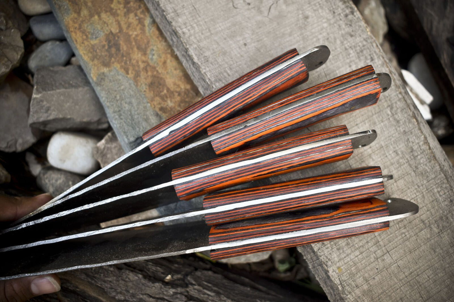 5pcs Forged Damascus Steel Chef Knife Set  Handmade Full Tang Kitchen Knives 2