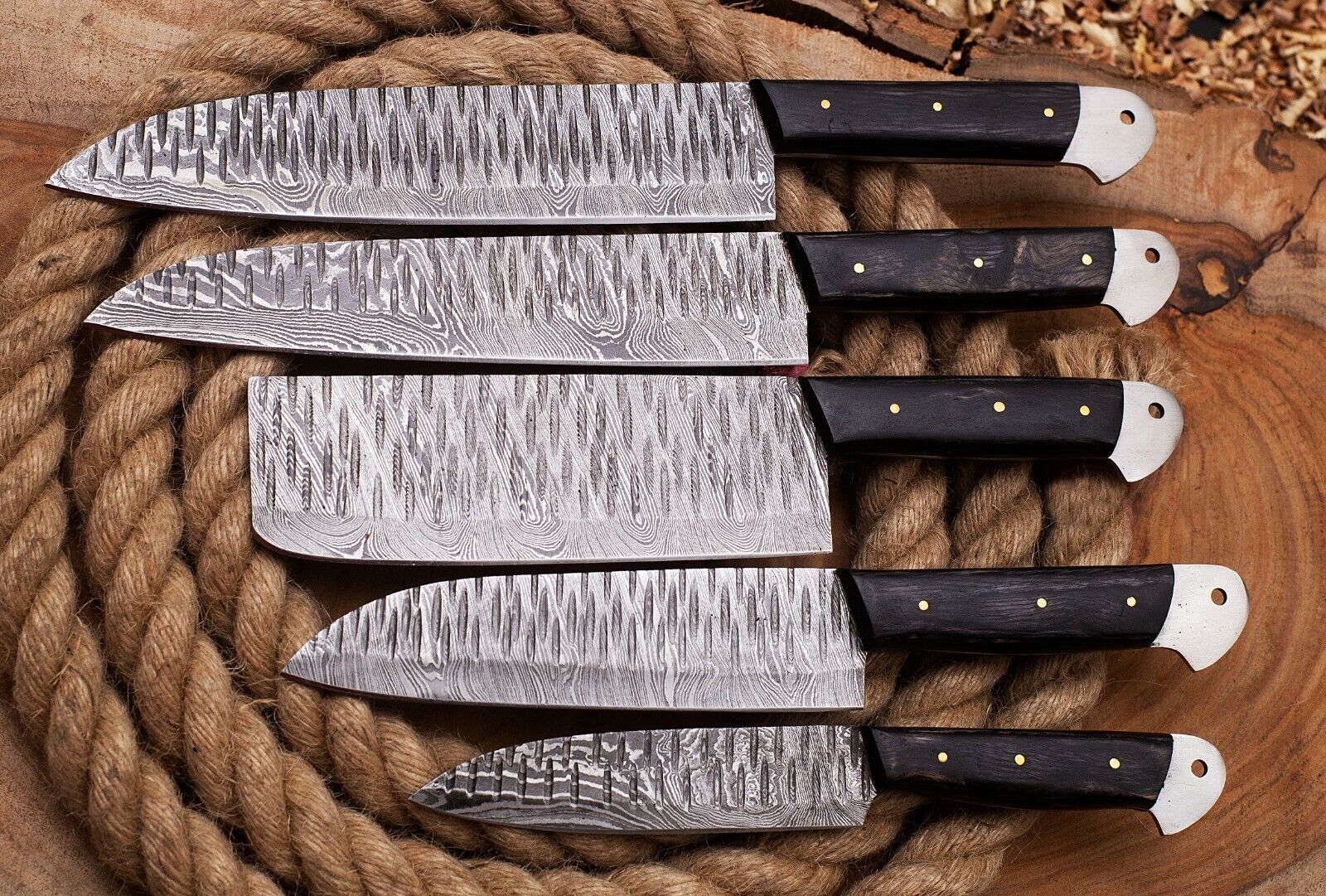 Custom Handmade Damascus Steel Chef Knife Set  Hand Forged Kitchen Knives 1