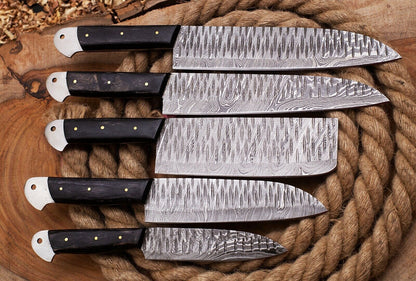 Custom Handmade Damascus Steel Chef Knife Set  Hand Forged Kitchen Knives 2