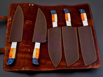 Hand Forged Damascus Steel Kitchen Knife Set  Custom Made Chef Knives 3