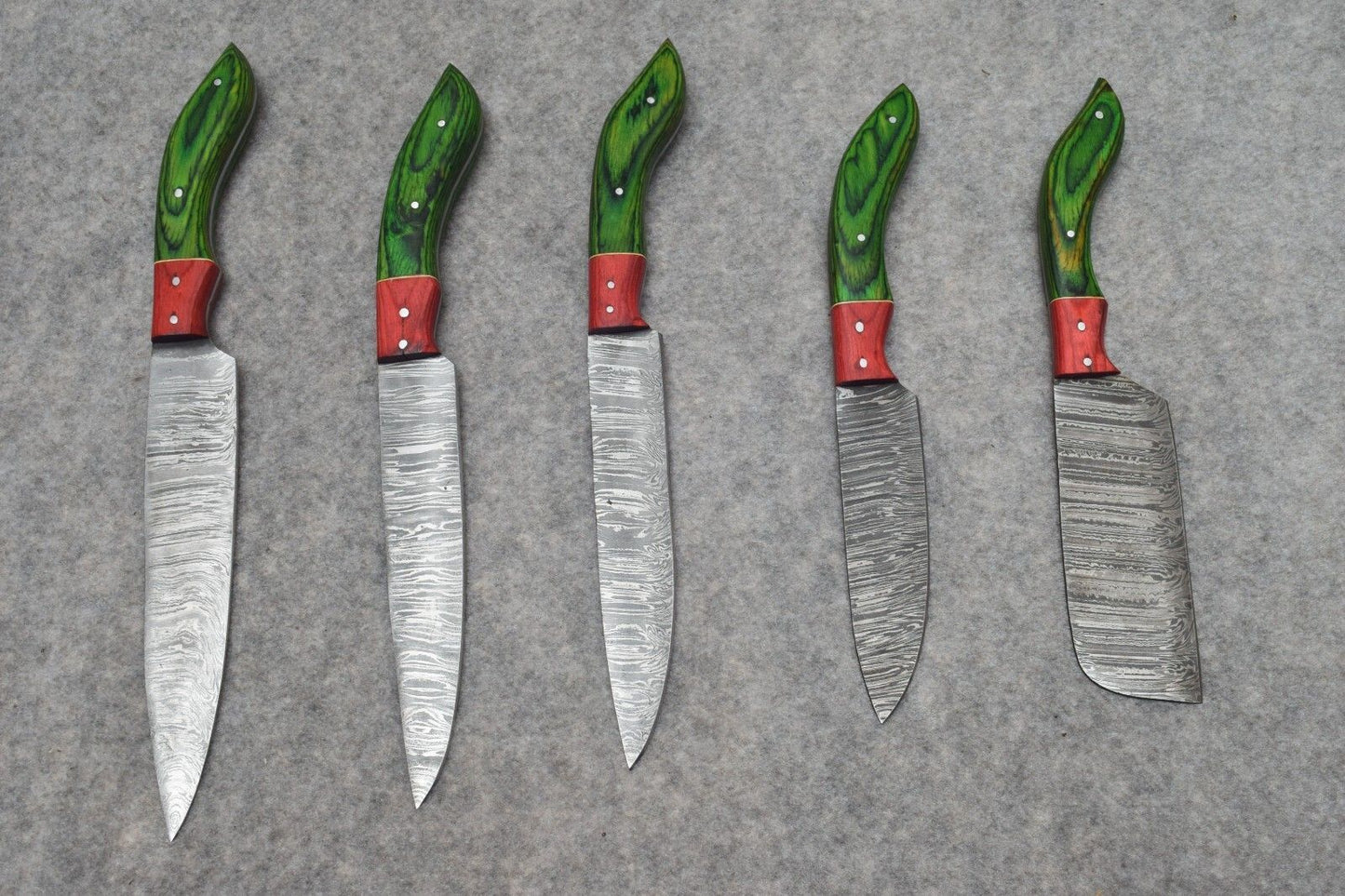 Custom Damascus Steel Knife Set  Handmade Professional Chef Knives 1