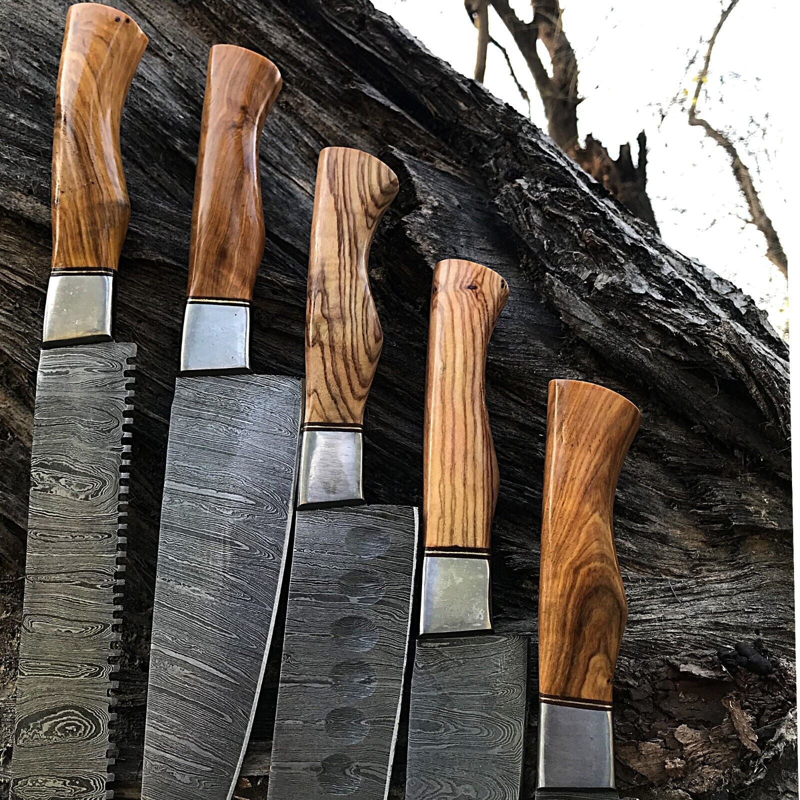 Premium Damascus Steel Chef Knife Set  Handmade Full Tang Kitchen Blades 1