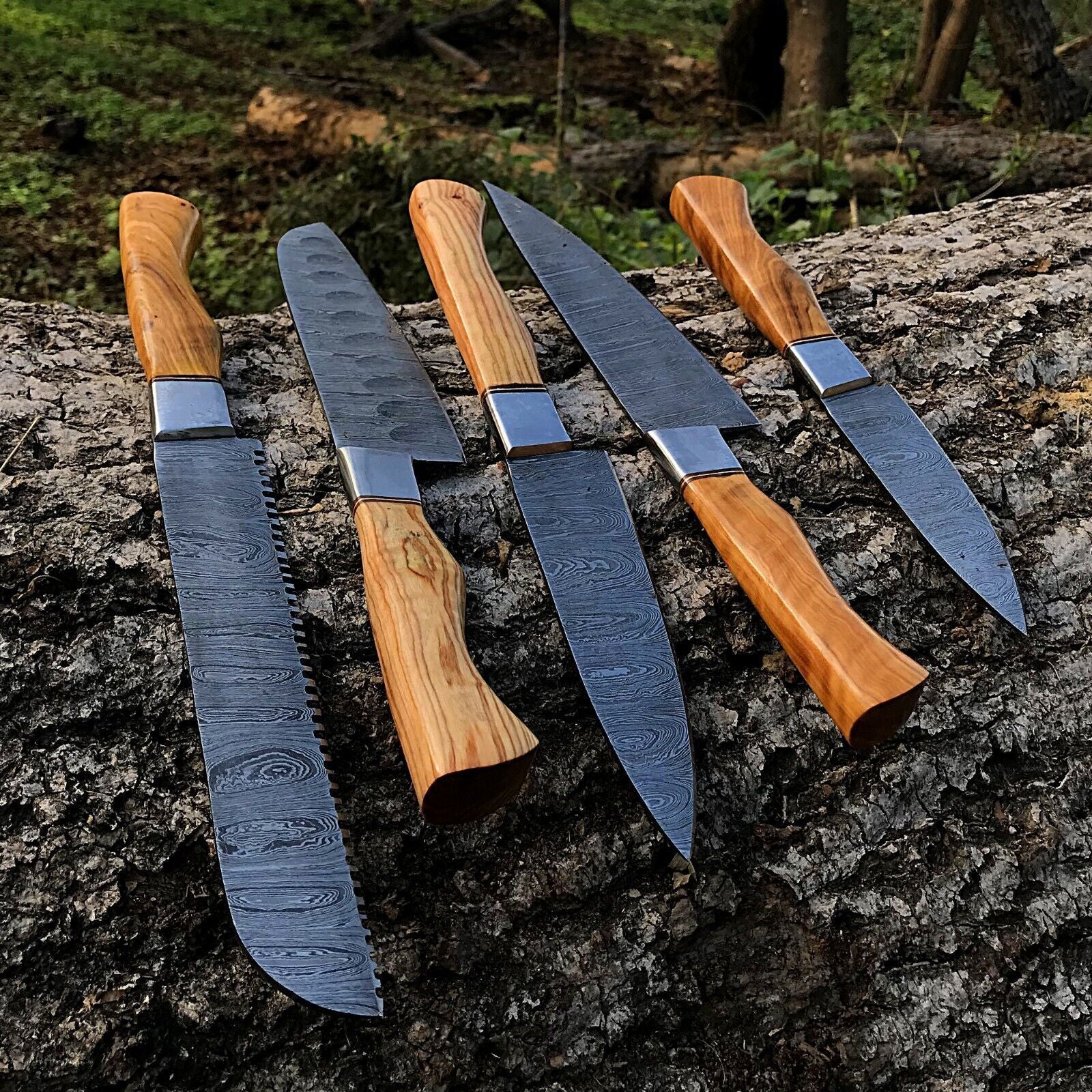 Premium Damascus Steel Chef Knife Set  Handmade Full Tang Kitchen Blades 2