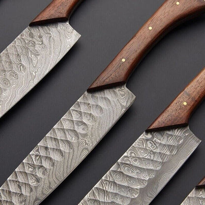 Custom Handmade 5pcs Damascus Kitchen Knife Set  Forged Chef Collection 1