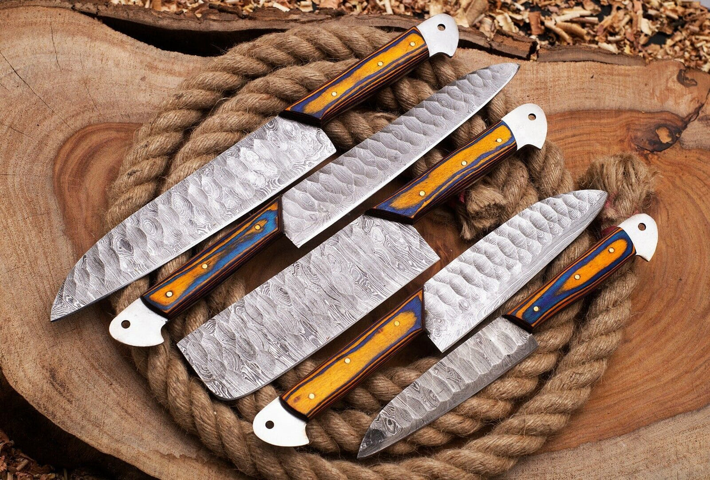 Luxury Handmade Damascus Steel Chef Knives  Professional Kitchen Set 1