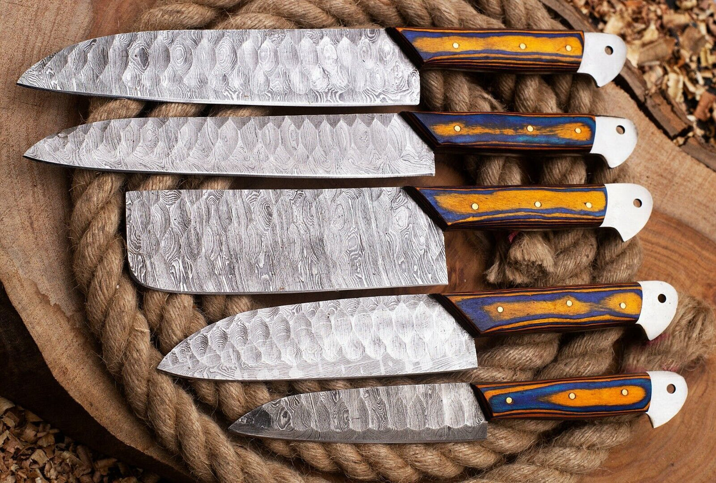Luxury Handmade Damascus Steel Chef Knives  Professional Kitchen Set 2