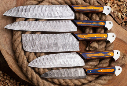 Luxury Handmade Damascus Steel Chef Knives  Professional Kitchen Set 2