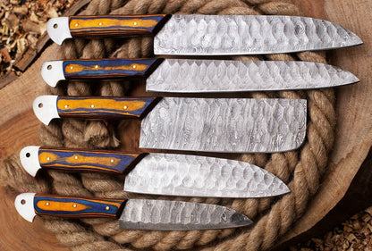 Luxury Handmade Damascus Steel Chef Knives  Professional Kitchen Set 3