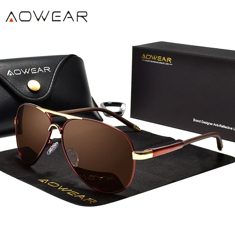 Mens Polarized Aviation Sunglasses Driving HD Pilot Sun Glasses 8