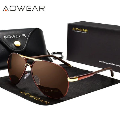 Mens Polarized Aviation Sunglasses Driving HD Pilot Sun Glasses 8