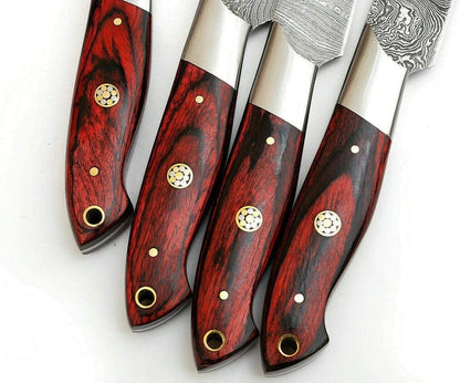Professional Handmade Damascus Steel Steak Knife Set  4pcs Utility Chef Knives 1