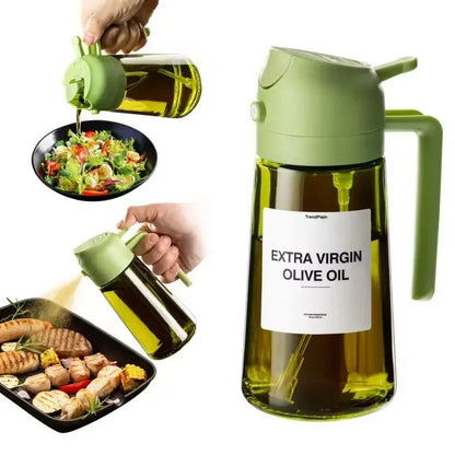 Olive Oil Dispenser Bottle 470ml Dark Green Glass Oil Sprayer