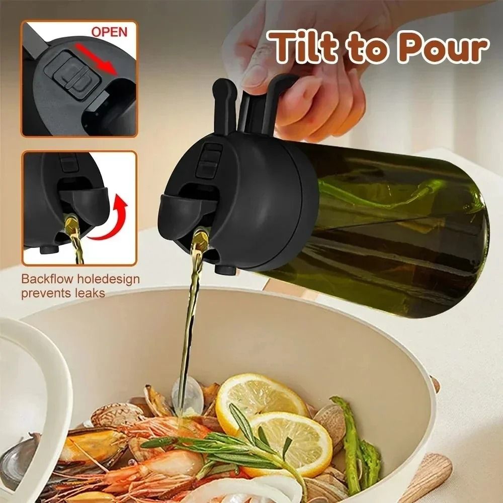 Olive Oil Dispenser Bottle 470ml Dark Green Glass Oil Sprayer 2