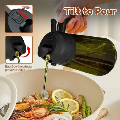 Olive Oil Dispenser Bottle 470ml Dark Green Glass Oil Sprayer 2
