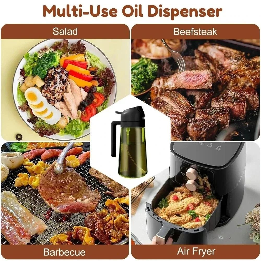 Olive Oil Dispenser Bottle 470ml Dark Green Glass Oil Sprayer 4