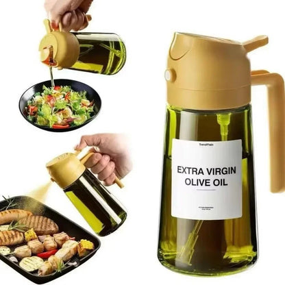 Olive Oil Dispenser Bottle 470ml Dark Green Glass Oil Sprayer 9