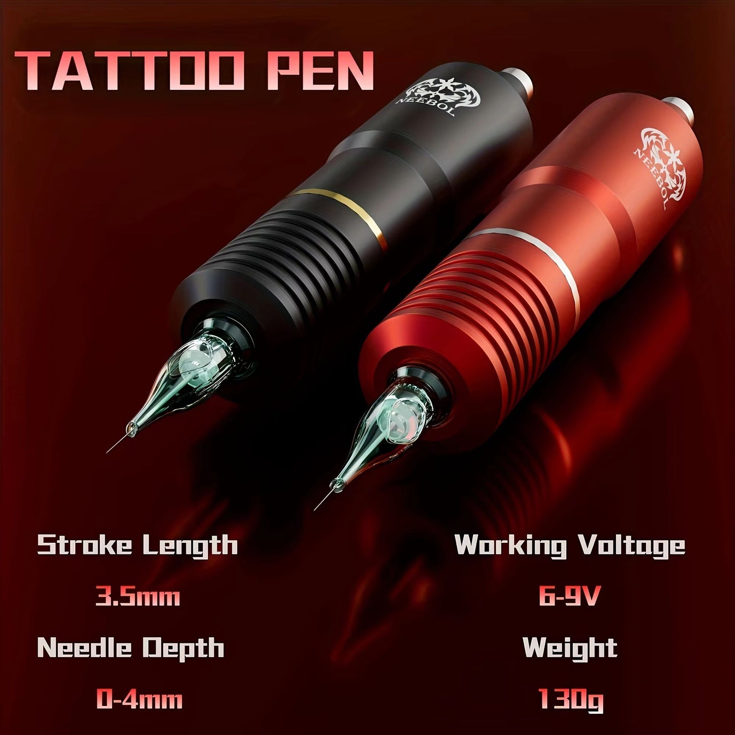 Neebol Wireless Tattoo Kit  Complete Cordless Tattoo Pen With 1500mAh LED Power Supply For Beginner 4