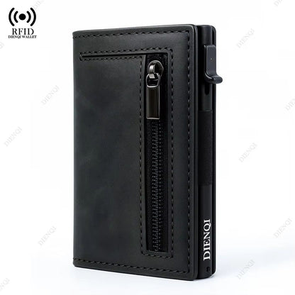 Magnetic Leather RFID Blocking Wallet  Luxury Mens Minimalist Credit Card Holder With PopUp Design 1